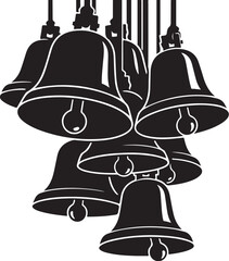 Black and White Illustration of Hanging Bells Decoration