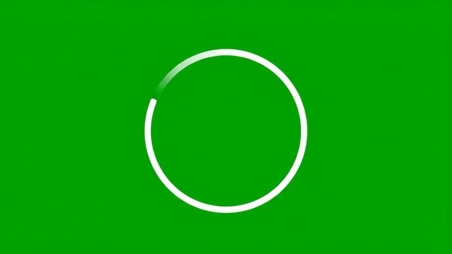 A clean white circular loading animation on a vibrant green screen background, ideal for indicating progress or buffering in digital projects.