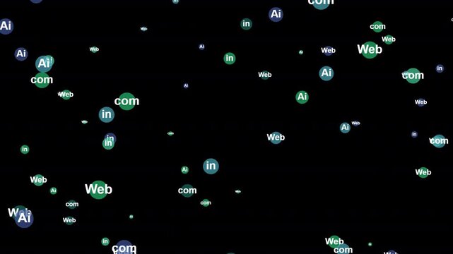 A overlay transparent background with various web and ai-related terms floating around