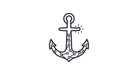 Vintage Hand Drawn Anchor Illustration Design.