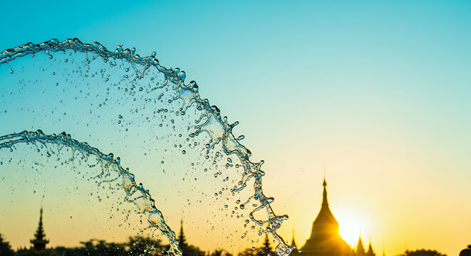 Thingyan Festival Aqua Water Splash Background
