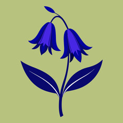 Minimal Blue Bell Flower Vector Illustration