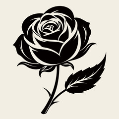 Black Rose Silhouette Vector Illustration Isolated