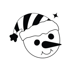 Snowman doodle icon with white background vector stock illustration