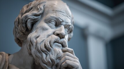 Fototapeta premium Philosopher Socrates Statue in Close-Up