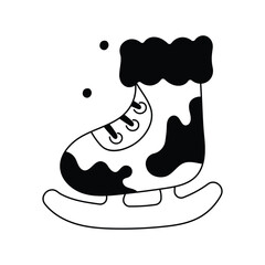 Ice Skate doodle icon with white background vector stock illustration