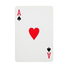 Obraz premium A playing card with an ace of hearts on transparent background