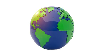Fototapeta premium Earth Globe Illustration, Blue and Green Planet Representation On White