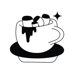 Marshmallow  doodle icon with white background vector stock illustration