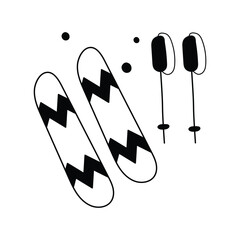 Ski  doodle icon with white background vector stock illustration