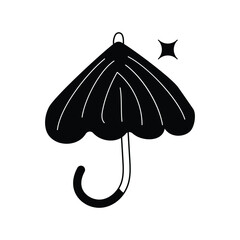 Umbrella  doodle icon with white background vector stock illustration