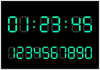 グリーンLEDのデジタルカウントダウンタイマー背景ベクター