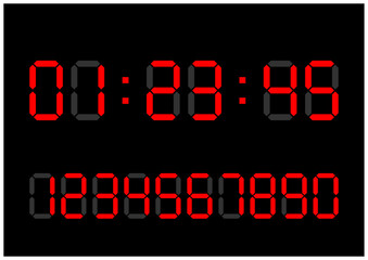 レッドLEDのデジタルカウントダウンタイマー背景ベクター