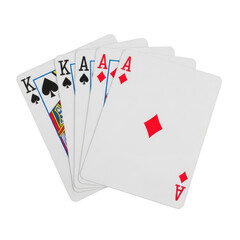 Obraz premium A set of playing cards with aces and kings on transparent background