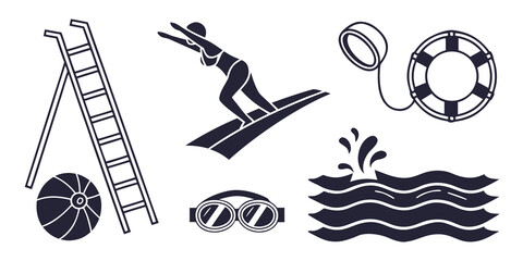 Illustration of various leisure and safety activities near water © Hf