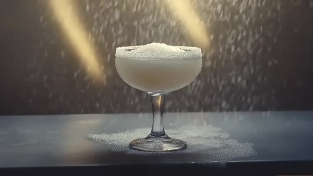 Cocktail in Glass with Dramatic Lighting.
