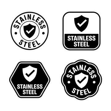 Stainless steel quality guarantee labels and badges collection