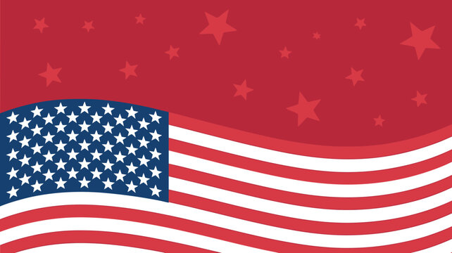 American flag waving with stars on red background  patriotic symbol  United States flag