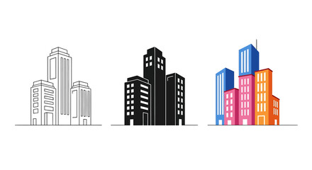 Obraz premium City skyline with various colored buildings and skyscrapers urban landscape