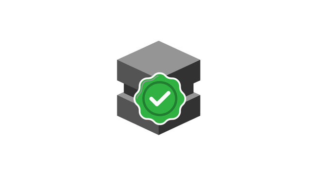 Green Check Mark on Cube Icon.