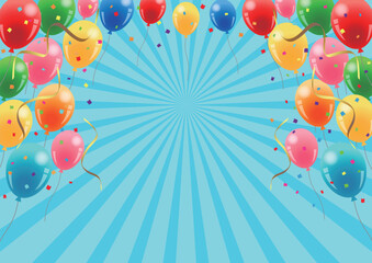 バルーン集中背景、かわいい、横
