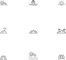 Fototapeta premium Hand Drawn Nature Icon Set, hand drawn icon collection, Vector illustration, Vector illustration isolated on white background.