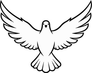 Obraz premium A stylized line drawing of a white dove with outstretched wings in flight