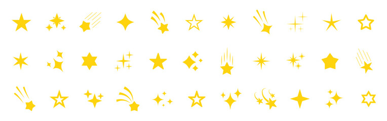 Fototapeta premium Stars icon collection. Different star shapes. Stars icon set. Sparkle star icon set. Falling stars . Vector illustration