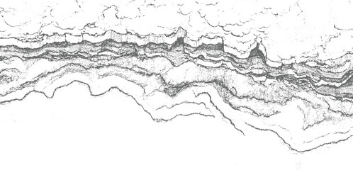 Obraz premium Abstract grayscale textured landscape with layered contours and dotted patterns monochrome