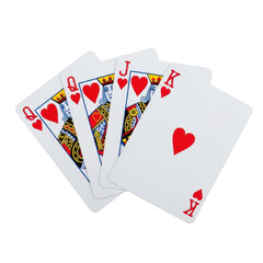 A set of playing cards on transparent background