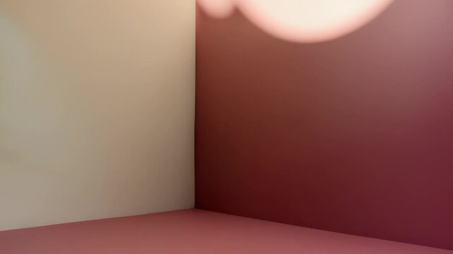 Neutral color room corner with sunlight creating dramatic shadows and highlights, offering a clean, simple space for product display, backdrop, or abstract design
