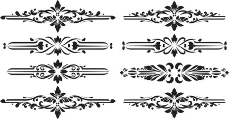 Fototapeta premium Elegant black and white floral ornaments seamless border vector illustration design art