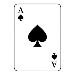 A playing card with an ace of spades design on transparent background