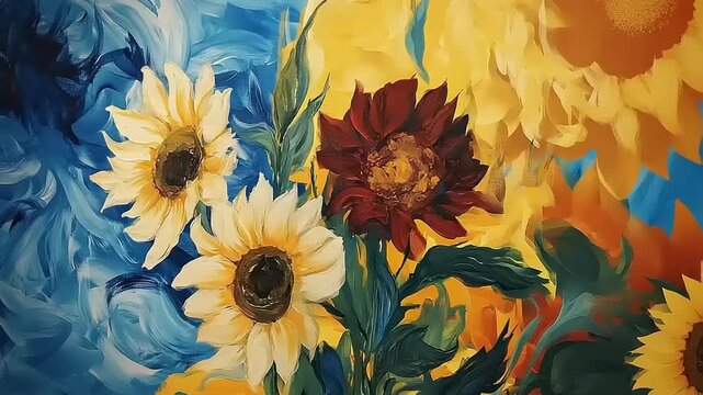 Vibrant Sunflowers in Artistic Floral Arrangement.