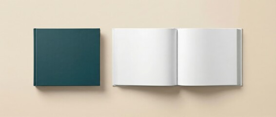 Creative book design showcase studio setting visual content minimalistic environment top-down view conceptual art presentation for designers