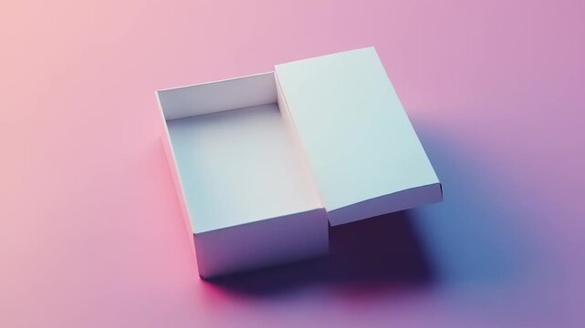Open White Gift Box on Pink and Purple Gradient Background.