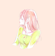 目を閉じている女性　横顔