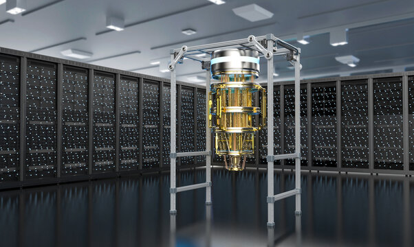 Quantum server network with quantum computer machine in server room