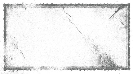Distressed grey rectangular frame with perforated edges and subtle cracks white grunge vintage
