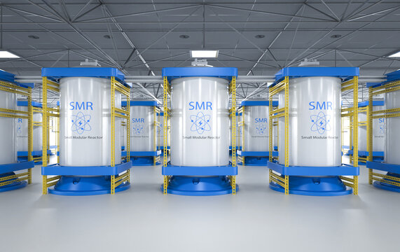 Group of smr or small modular nuclear reactors power plant