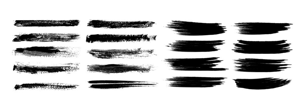 Set of Brush strokes text boxes, Paintbrush Grunge design elements, Hand drawn Grunge texture, Horizontal, Lines, vector illustrator