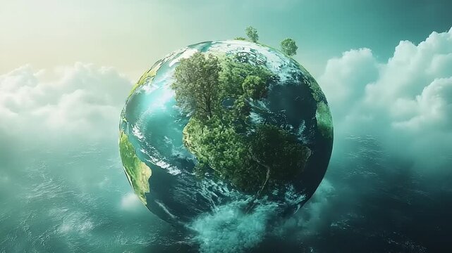 Rotating Earth with Clouds and Atmosphere.
