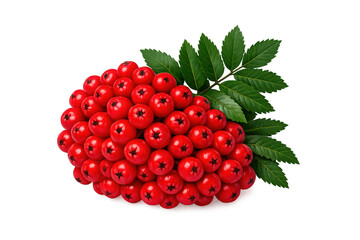 Ripe red rowan berries bunch with green leaf, a vibrant symbol of autumn harvest and nature's bounty on transparent background