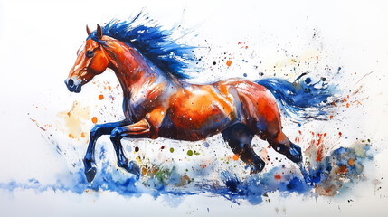 Horse in watercolor style. A vibrant watercolor painting of a horse