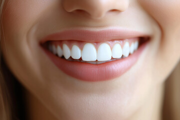 Fototapeta premium Beautiful smile young woman. White teeth on white background