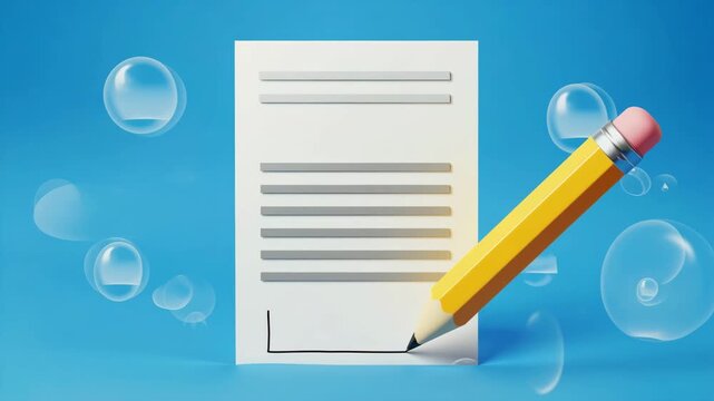 Document Signing Contract Animation Loop with Pencil and Paper Design