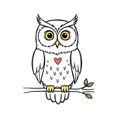 Obraz premium White Owl Sitting on Branch.