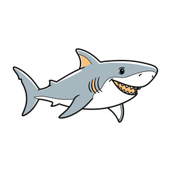 Fototapeta premium Cartoon Shark Illustration with Open Mouth.