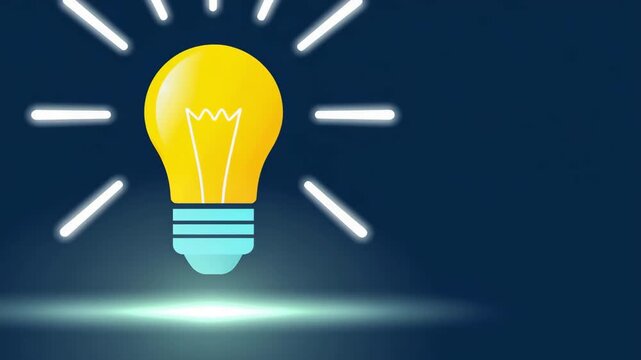 Glowing Light Bulb Idea Animation Still, Creative Inspiration Motion Loop Background