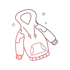 Hoodie doodle icon with white background vector stock illustration